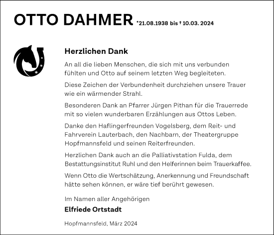Traueranzeige von Otto Dahmer von Lauterbacher Anzeiger