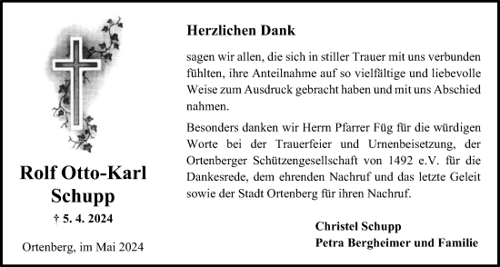 Traueranzeige von Rolf Otto-Karl Schupp von Kreis-Anzeiger