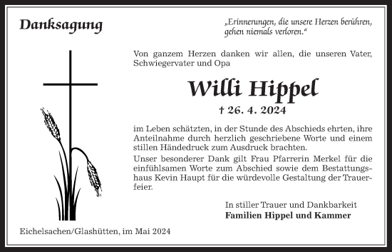 Traueranzeige von Willi Hippel von Kreis-Anzeiger