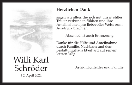 Traueranzeige von Willi Karl Schröder von Bad Vilbel/Karben