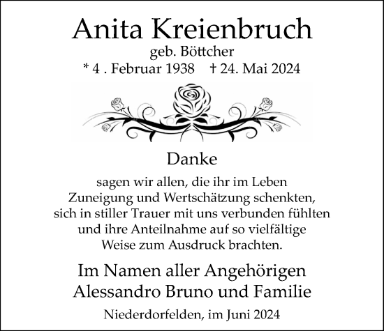 Traueranzeige von Anita Kreienbruch von Bad Vilbel/Karben