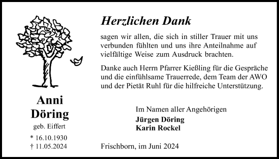 Traueranzeige von Anna Döring von Lauterbacher Anzeiger