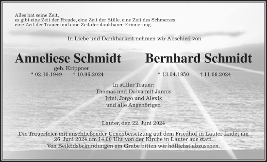 Traueranzeige von Anneliese Schmidt von Giessener Allgemeine, Alsfelder Allgemeine
