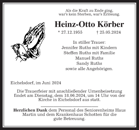 Traueranzeige von Heinz-Otto Körber von Kreis-Anzeiger