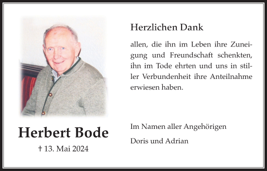 Traueranzeige von Herbert Bode von Wetterauer Zeitung