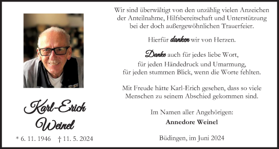 Traueranzeige von Karl-Erich Weinel von Kreis-Anzeiger