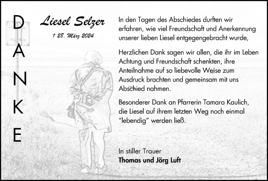 Traueranzeige von Liesel Selzer von Oberhessische Zeitung