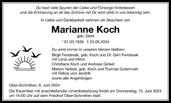 Traueranzeige von Marianne Koch von Kreis-Anzeiger