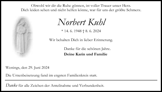 Traueranzeige von Norbert Kuhl von Kreis-Anzeiger