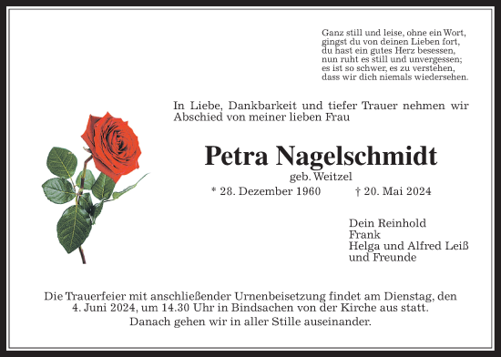 Traueranzeige von Petra Nagelschmidt von Kreis-Anzeiger