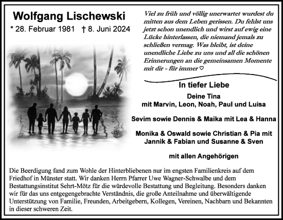 Traueranzeige von Wolfgang Lischewski von Butzbacher Zeitung