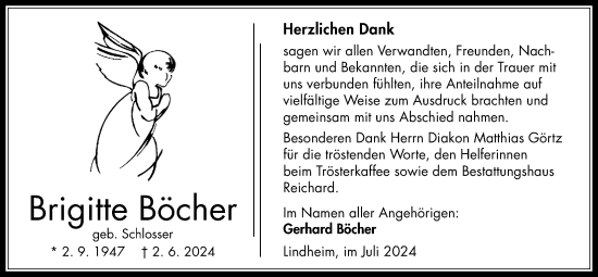 Traueranzeige von Brigitte Böcher von Kreis-Anzeiger