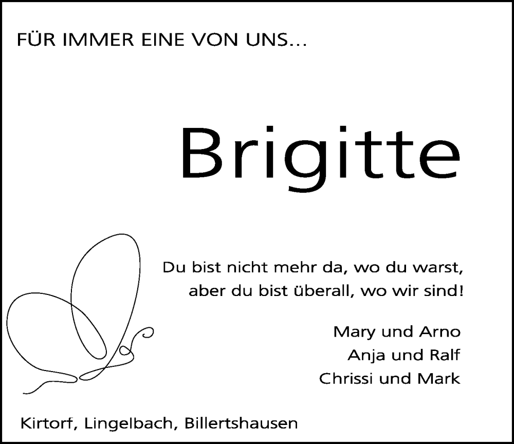  Traueranzeige für Brigitte Gonder vom 04.07.2024 aus Oberhessische Zeitung, 