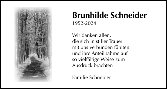 Traueranzeige von Brunhilde Schneider von Bad Vilbel/Karben