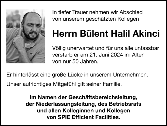 Traueranzeige von Bülent Halil Akinci von Bad Vilbel/Karben