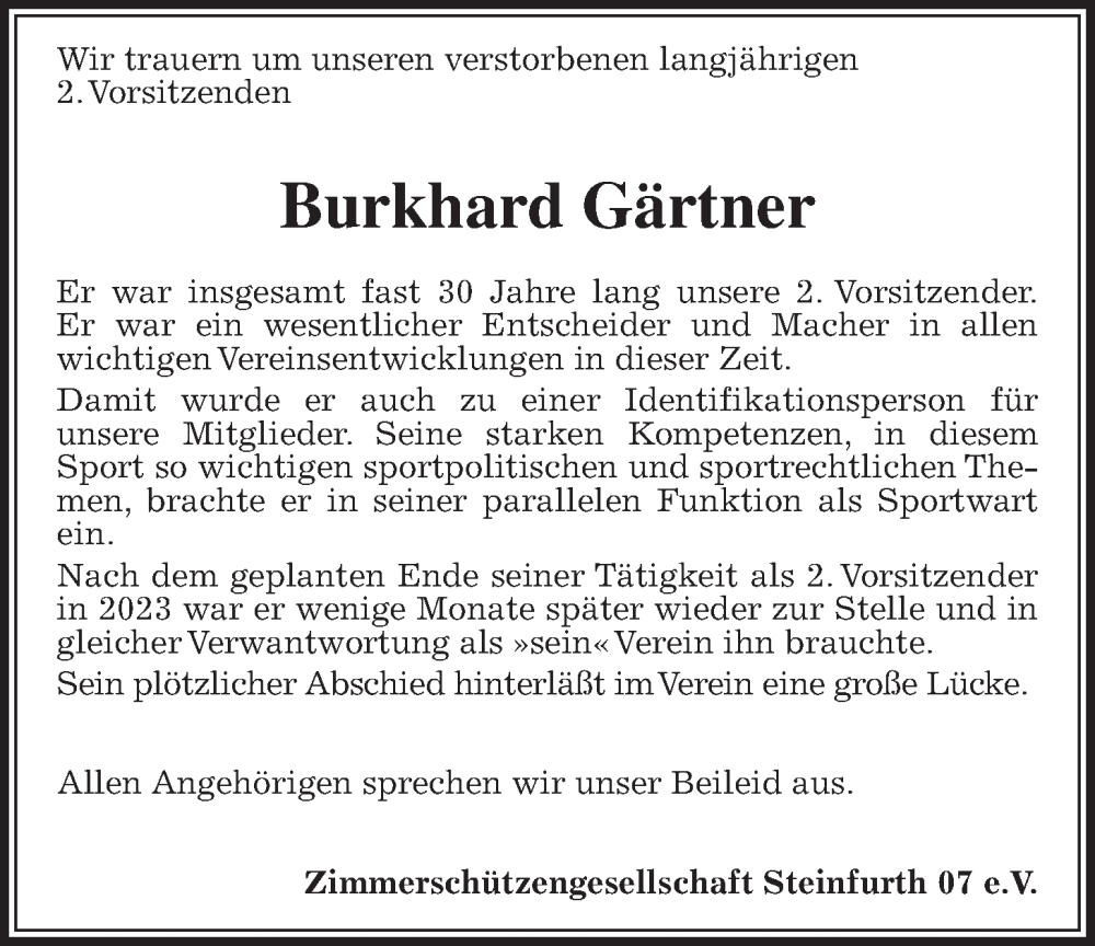  Traueranzeige für Burkhard Gärtner vom 27.07.2024 aus Wetterauer Zeitung