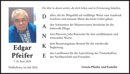 Traueranzeige von Edgar Pfeifer von Kreis-Anzeiger