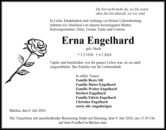 Traueranzeige von Erna Engelhard von Kreis-Anzeiger