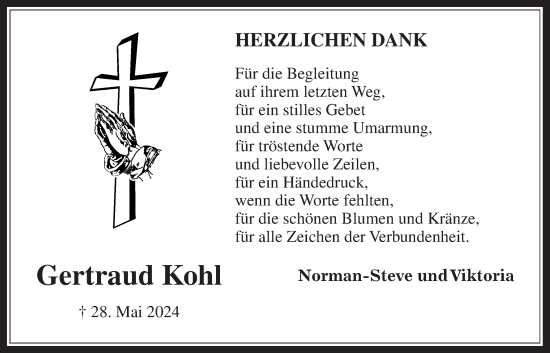 Traueranzeige von Gertraud Kohl von Bad Vilbel/Karben
