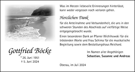 Traueranzeige von Gottfried Böcke von Kreis-Anzeiger