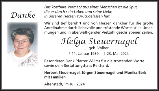 Traueranzeige von Helga Steuernagel von Kreis-Anzeiger
