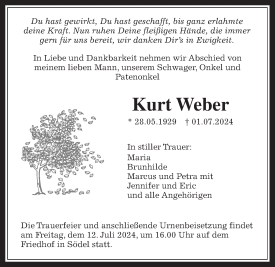 Traueranzeige von Kurt Weber von Wetterauer Zeitung
