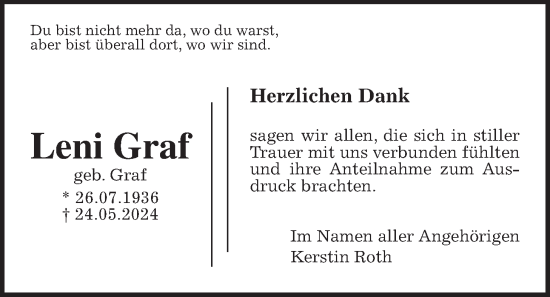 Traueranzeige von Leni Graf von Laubacher Anzeiger