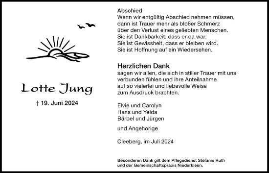 Traueranzeige von Lotte Jung von Butzbacher Zeitung
