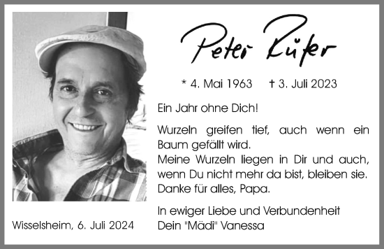 Traueranzeige von Peter Rüfer von Wetterauer Zeitung, Butzbacher Zeitung