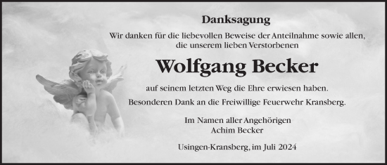 Traueranzeige von Wolfgang Becker von Usinger Anzeiger