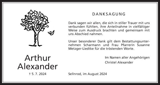 Traueranzeige von Arthur Alexander von Mücker Stimme