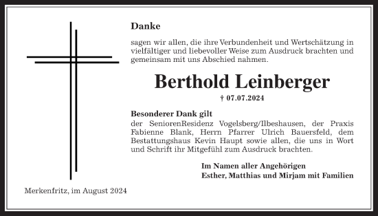 Traueranzeige von Berthold Leinberger von Kreis-Anzeiger