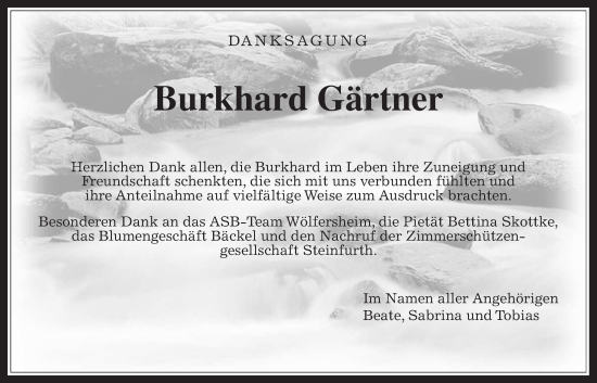 Traueranzeige von Burkhard Gärtner von Wetterauer Zeitung