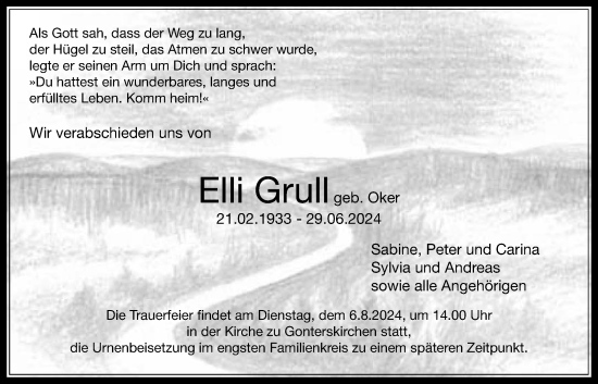 Traueranzeige von Elli Grull von Laubacher Anzeiger, Giessener Allgemeine, Alsfelder Allgemeine