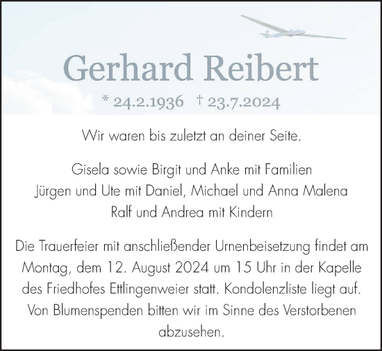Traueranzeige von Gerhard Reibert von Heimatzeitung Grünberg + Laubach