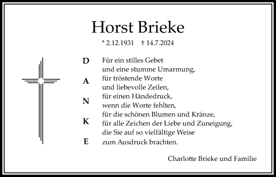 Traueranzeige von Horst Brieke von Bad Vilbel/Karben