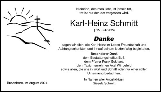 Traueranzeige von Karl-Heinz Schmitt von Kreis-Anzeiger