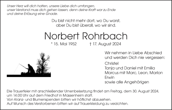 Traueranzeige von Norbert Rohrbach von Bad Vilbel/Karben