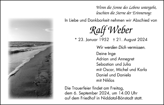 Traueranzeige von Ralf Weber von Wetterauer Zeitung