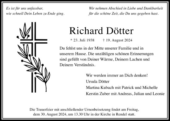 Traueranzeige von Richard Dötter von Bad Vilbel/Karben