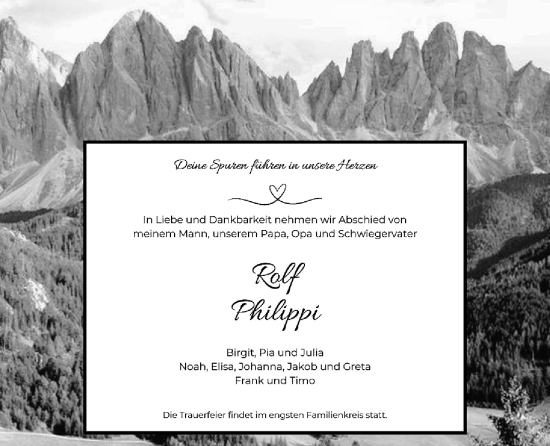 Traueranzeige von Rolf Philippi von Wetterauer Zeitung