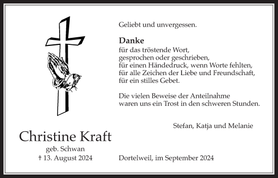 Traueranzeige von Christine Kraft von Bad Vilbel/Karben