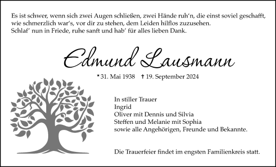 Traueranzeige von Edmund Lausmann von Licher Wochenblatt
