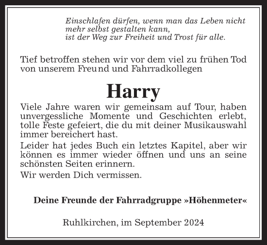 Traueranzeige von Harald Fink von Oberhessische Zeitung, 