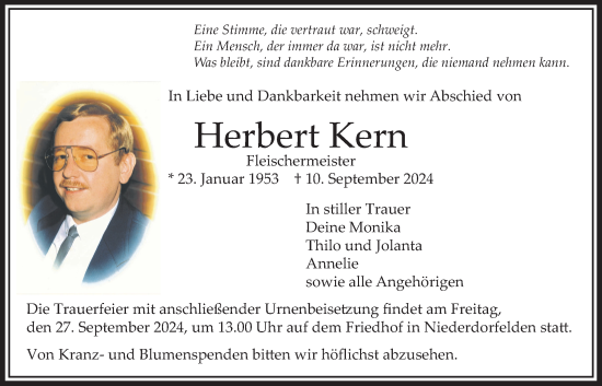 Traueranzeige von Herbert Kern von Bad Vilbel/Karben