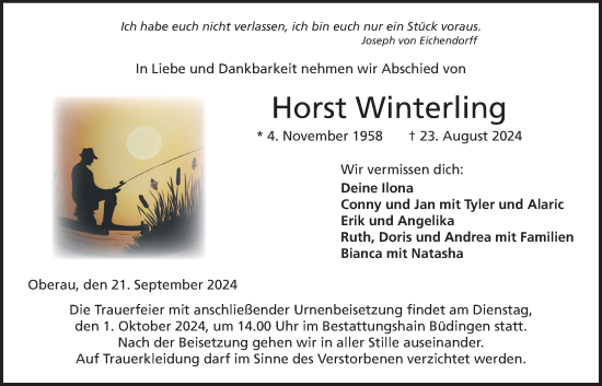 Traueranzeige von Horst Winterling von Kreis-Anzeiger