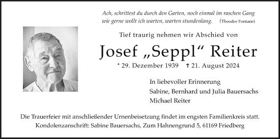 Traueranzeige von Josef Reiter von Wetterauer Zeitung