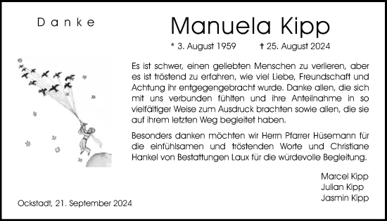 Traueranzeige von Manuela Kipp von Wetterauer Zeitung