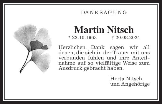 Traueranzeige von Martin Nitsch von Pohlheimer Nachrichten