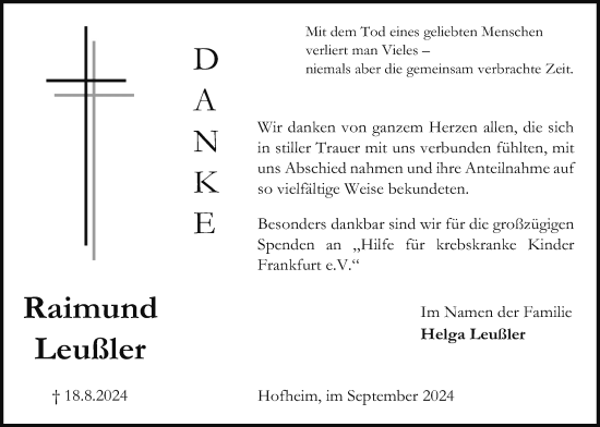 Traueranzeige von Raimund Leußler 